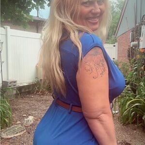 Blue new jumpsuit size 14 or XXL comes with belt